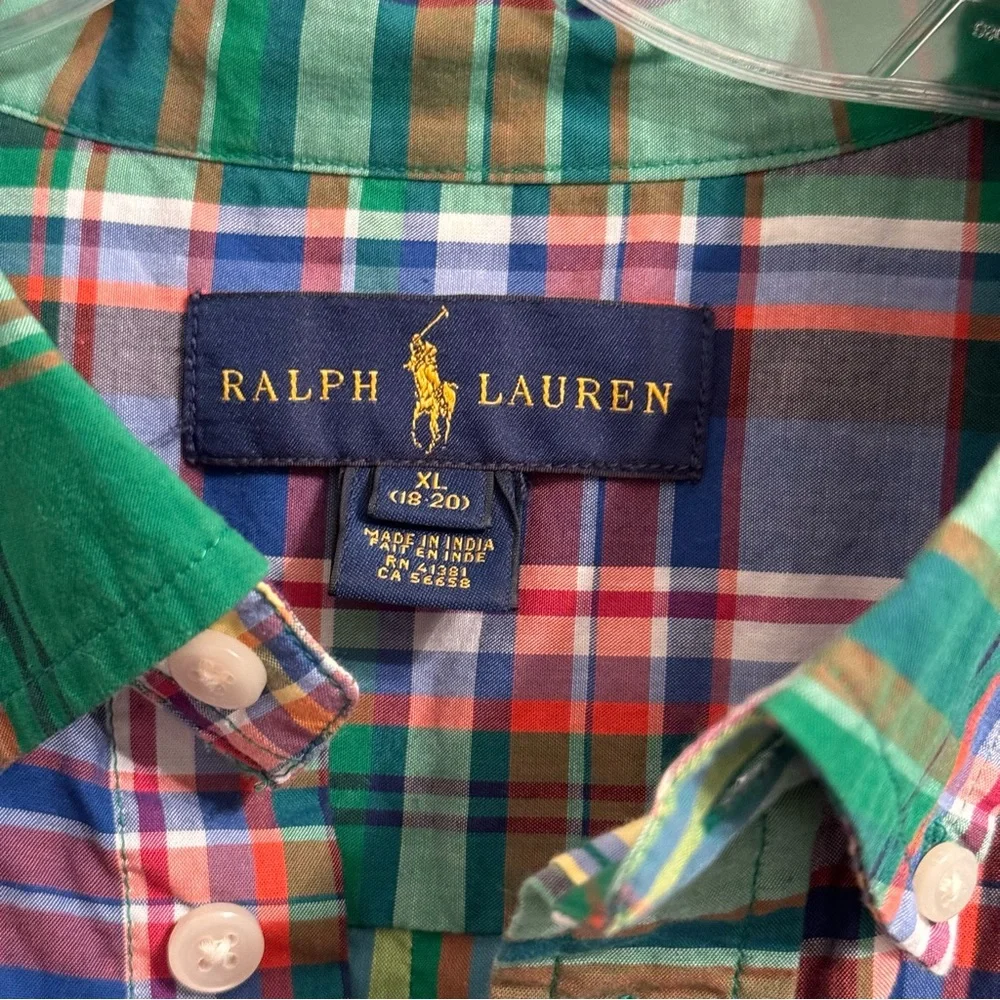 Ralph Lauren Boys Plaid Long Sleeve Shirt Size XL 18-20